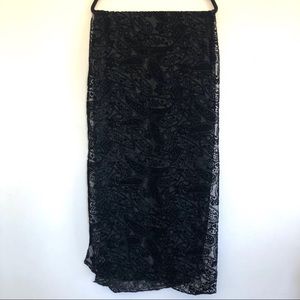 Black Silk Blend Long Scarf. NWOT
